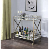 Kristensen Antique Gold & Mirror Serving Cart Model 98352 By ACME Furniture